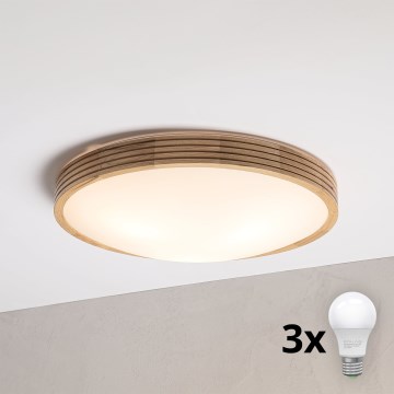 Brilagi - LED-Deckenleuchte CARVALHO MODERN SLIM 3xE27/60W/230V Ø 47,5 cm Eiche