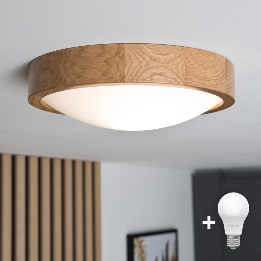 Brilagi - LED-Deckenleuchte CARVALHO SLIM 1xE27/60W/230V Eiche d 27 cm