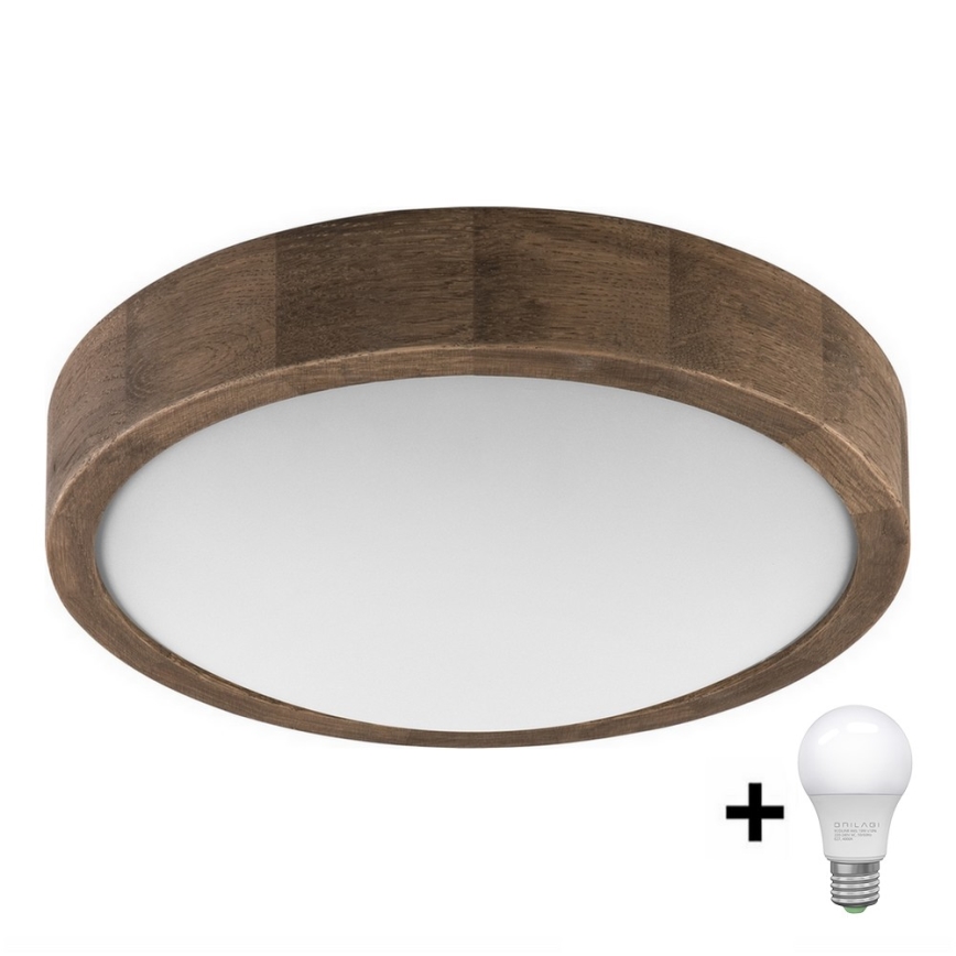 Brilagi - LED-Deckenleuchte CARVALHO SLIM 1xE27/60W/230V Eiche d 27 cm