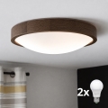 BRILAGI - LED-Deckenleuchte CARVALHO SLIM 2xE27/15W/230V Eiche Nussbaum Ø 37 cm