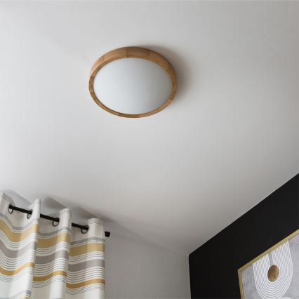 BRILAGI - LED-Deckenleuchte CARVALHO SLIM 2xE27/15W/230V Eiche, Ø 37 cm