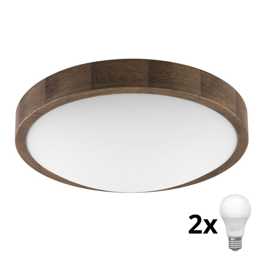 Brilagi - LED Deckenleuchte CARVALHO SLIM 2xE27/60W/230V Eiche d 37 cm