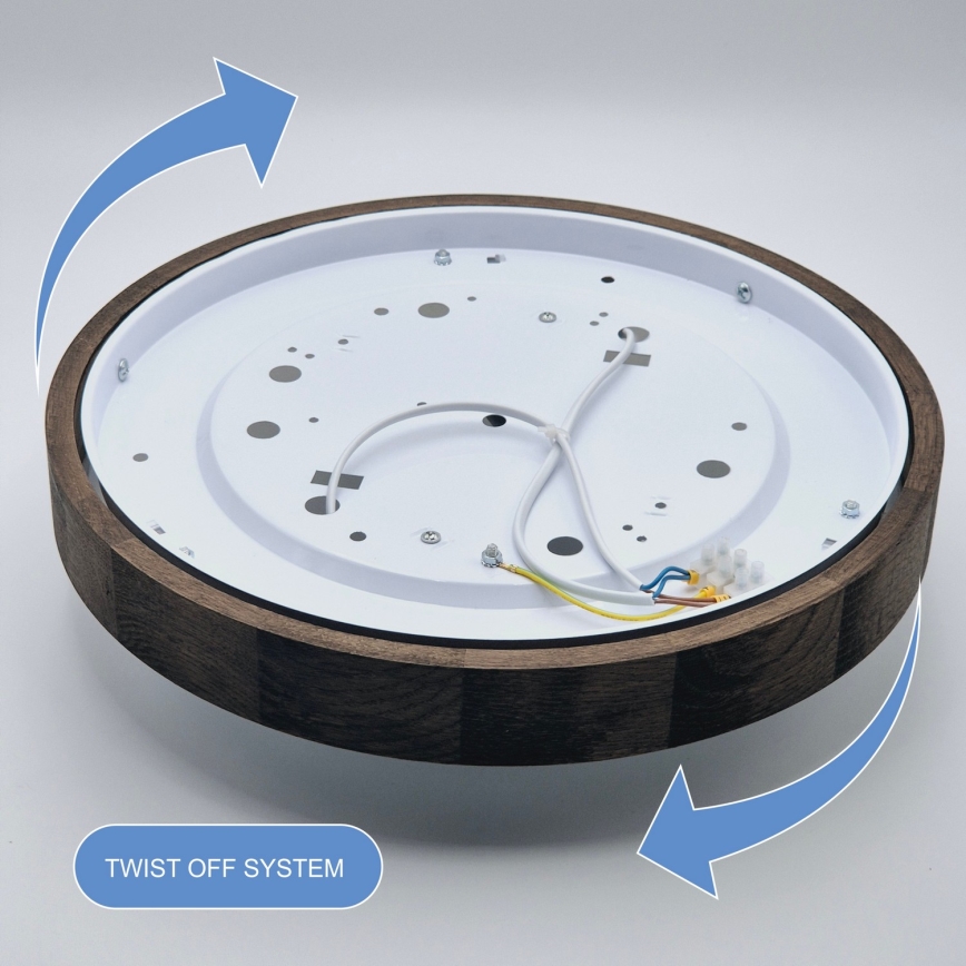 Brilagi - LED Deckenleuchte CARVALHO SLIM 2xE27/60W/230V Eiche Nussbaum Ø 37 cm