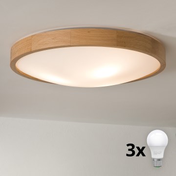 Brilagi - LED-Deckenleuchte CARVALHO SLIM 3xE27/45W/230V Eiche Ø 47 cm