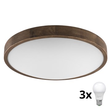 Brilagi - LED Deckenleuchte CARVALHO SLIM 3xE27/60W/230V Eiche d 47 cm
