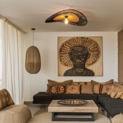 Brilagi - LED-Deckenleuchte CERIA BOHO 1xE27/40W/230V Ø 80 cm schwarz/braun