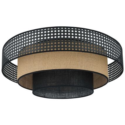 Brilagi - LED Deckenleuchte DAKOTA LUNETA LED/12W/230V Ø 60 cm 3000K/4000K/6400K Schwarz/Rattan