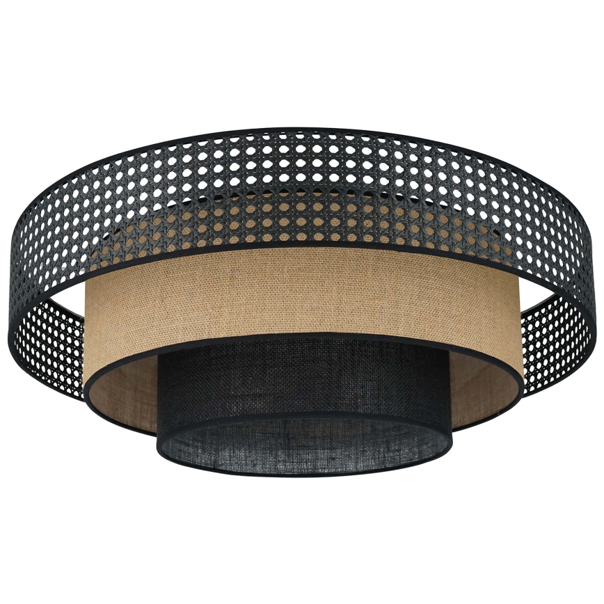 Brilagi - LED Deckenleuchte DAKOTA LUNETA LED/12W/230V Ø 60 cm 3000K/4000K/6400K Schwarz/Rattan