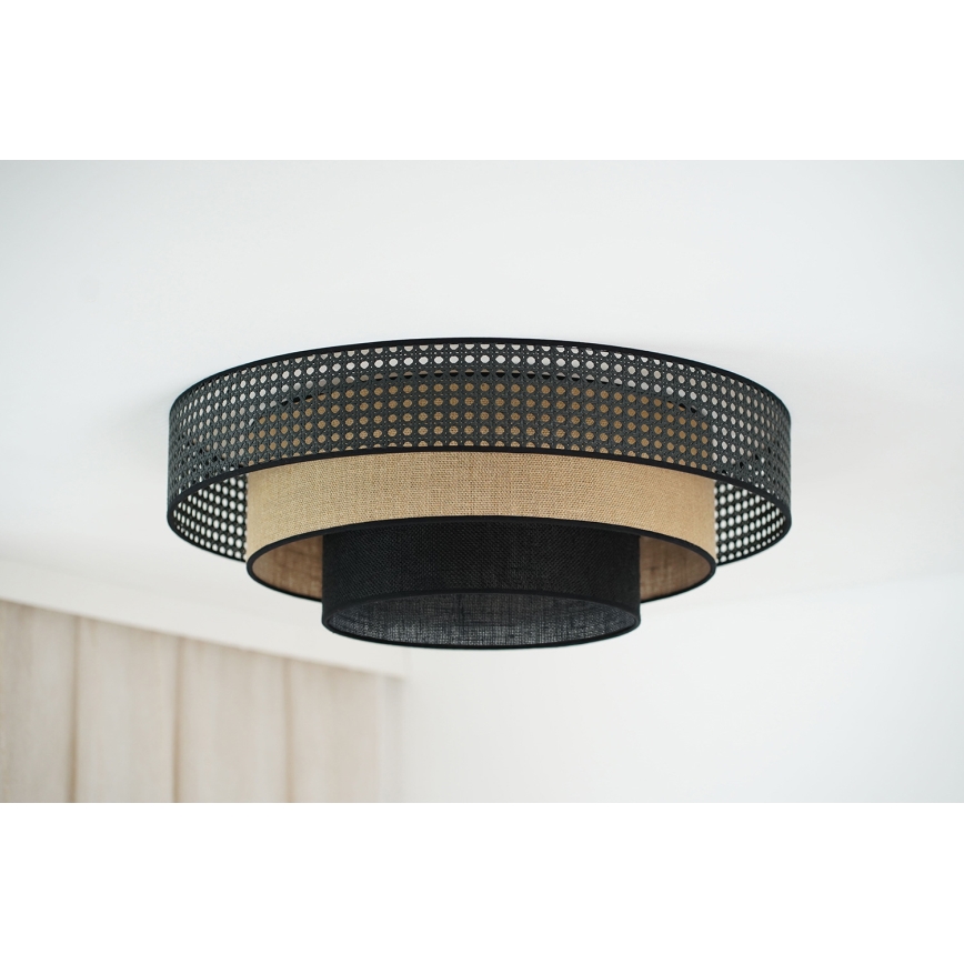 Brilagi - LED Deckenleuchte DAKOTA LUNETA LED/12W/230V Ø 60 cm 3000K/4000K/6400K Schwarz/Rattan