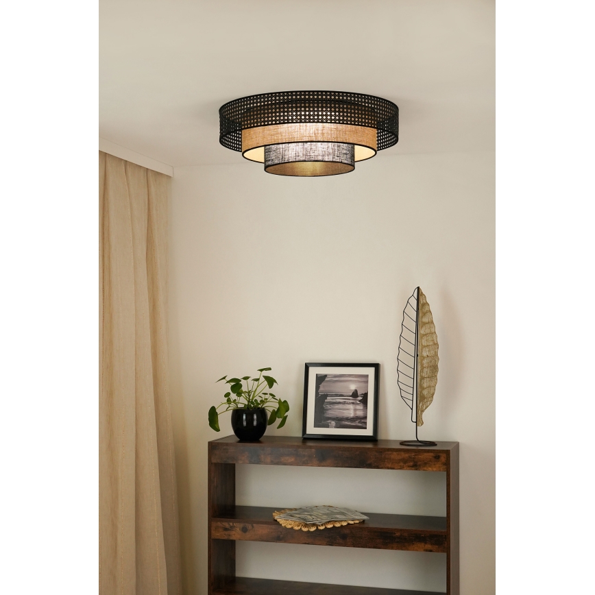 Brilagi - LED Deckenleuchte DAKOTA LUNETA LED/12W/230V Ø 60 cm 3000K/4000K/6400K Schwarz/Rattan