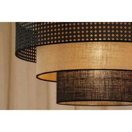 Brilagi - LED Deckenleuchte DAKOTA LUNETA LED/12W/230V Ø 60 cm 3000K/4000K/6400K Schwarz/Rattan