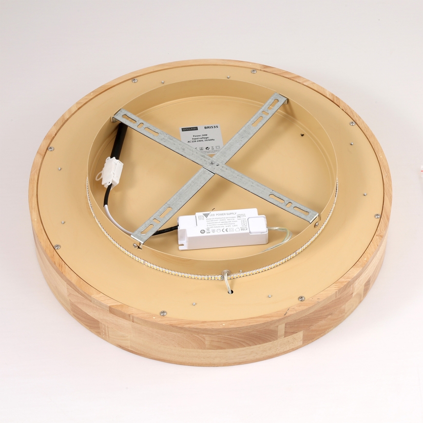 Brilagi - LED-Deckenleuchte FALCON WOOD, 30 W, 230 V, 3000/4000/6000 K, Ø 45 cm, Holz