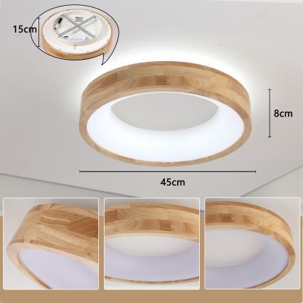 Brilagi - LED Deckenleuchte FALCON WOOD LED/30W/230V 3000/4000/6000K Ø 45 cm Holz