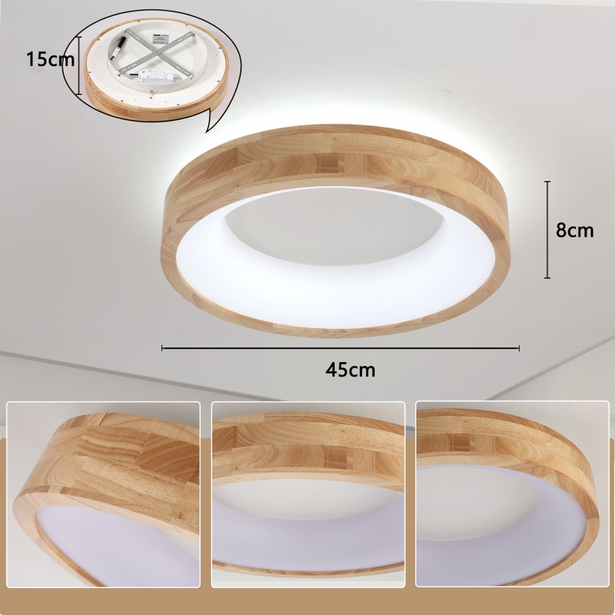 Brilagi - LED Deckenleuchte FALCON WOOD LED/30W/230V 3000/4000/6000K Ø 45 cm Holz