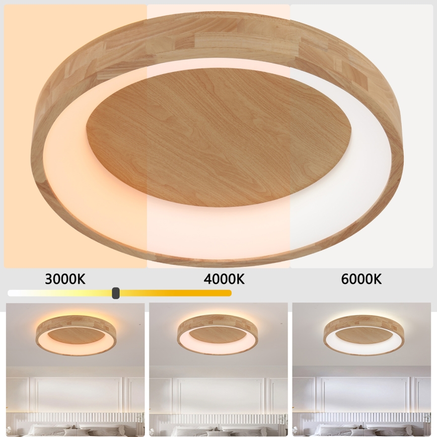 Brilagi - LED-Deckenleuchte FALCON WOOD LED/40W/230V 3000/4000/6000K Ø 60 cm Holz