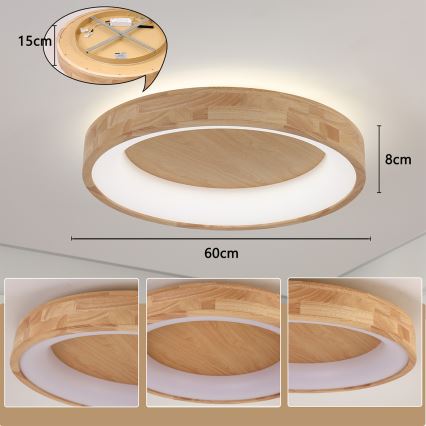 Brilagi - LED-Deckenleuchte FALCON WOOD LED/40W/230V 3000/4000/6000K Ø 60 cm Holz