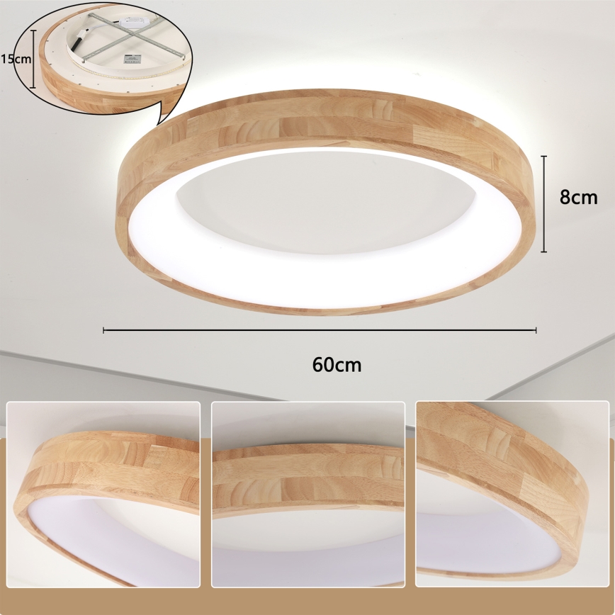 Brilagi - LED-Deckenleuchte FALCON WOOD LED/40W/230V 3000/4000/6000K Ø 60 cm Holz