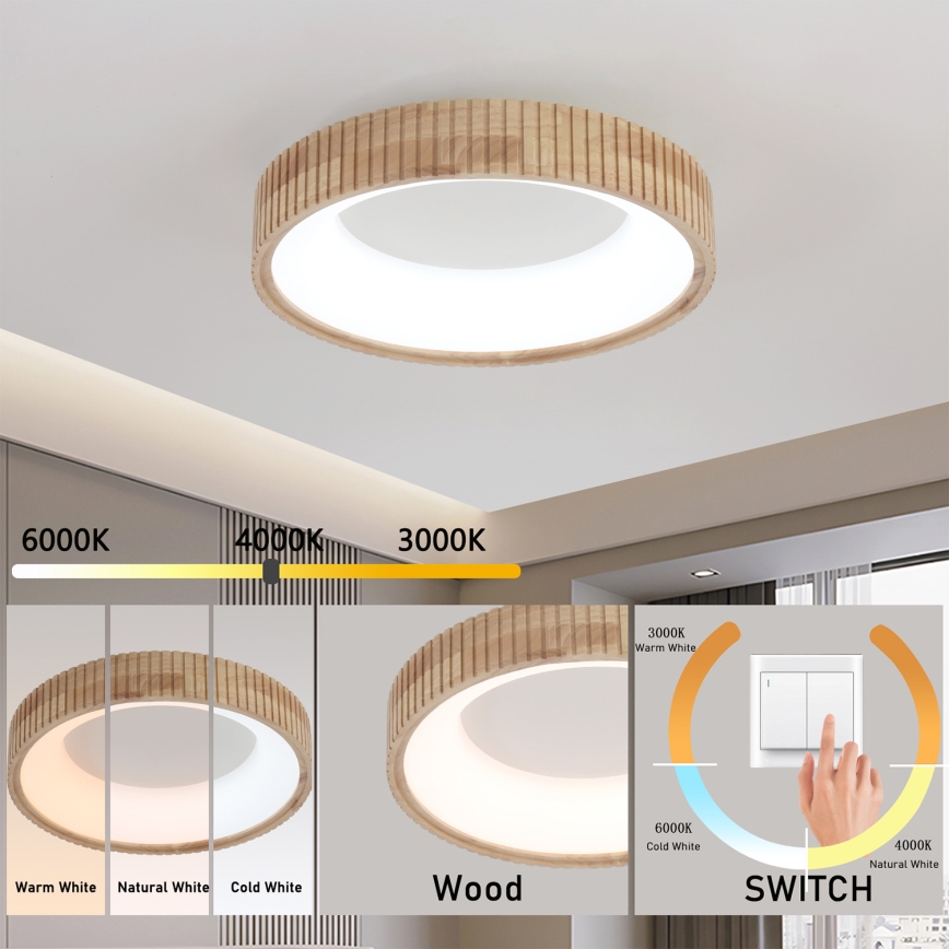 Brilagi - LED-Deckenleuchte FALCON WOOD MODERN LED/30W/230V 3000/4000/6000K Ø 45 cm Holz