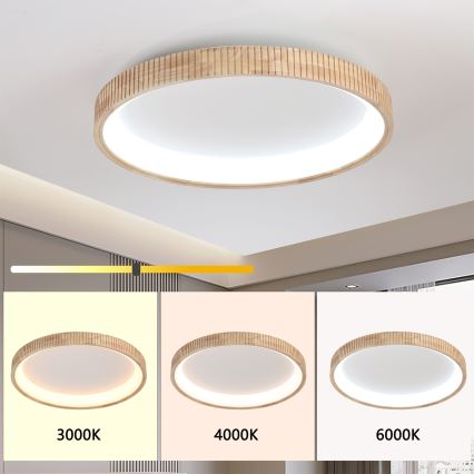 Brilagi - LED-Deckenleuchte FALCON WOOD MODERN LED/60W/230V 3000/4000/6000K Ø 80 cm Holz