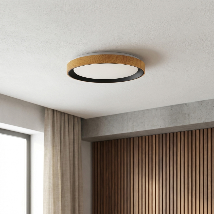 Brilagi - LED-Deckenleuchte FLOCO LED/24W/230V Ø 30 cm Holzdekor/Schwarz