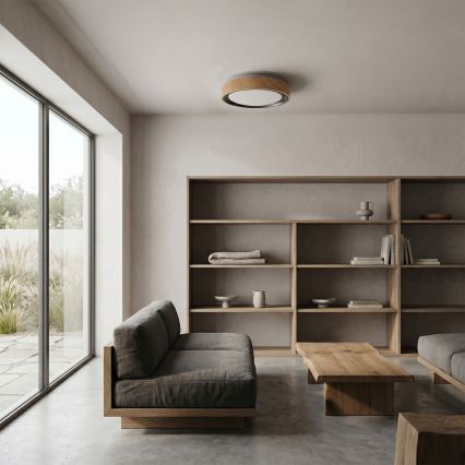 Brilagi - LED-Deckenleuchte FLOCO LED/24W/230V Ø 30 cm Holzdekor/Schwarz