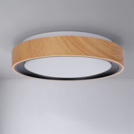 Brilagi - LED-Deckenleuchte FLOCO LED/24W/230V Ø 30 cm Holzdekor/Schwarz