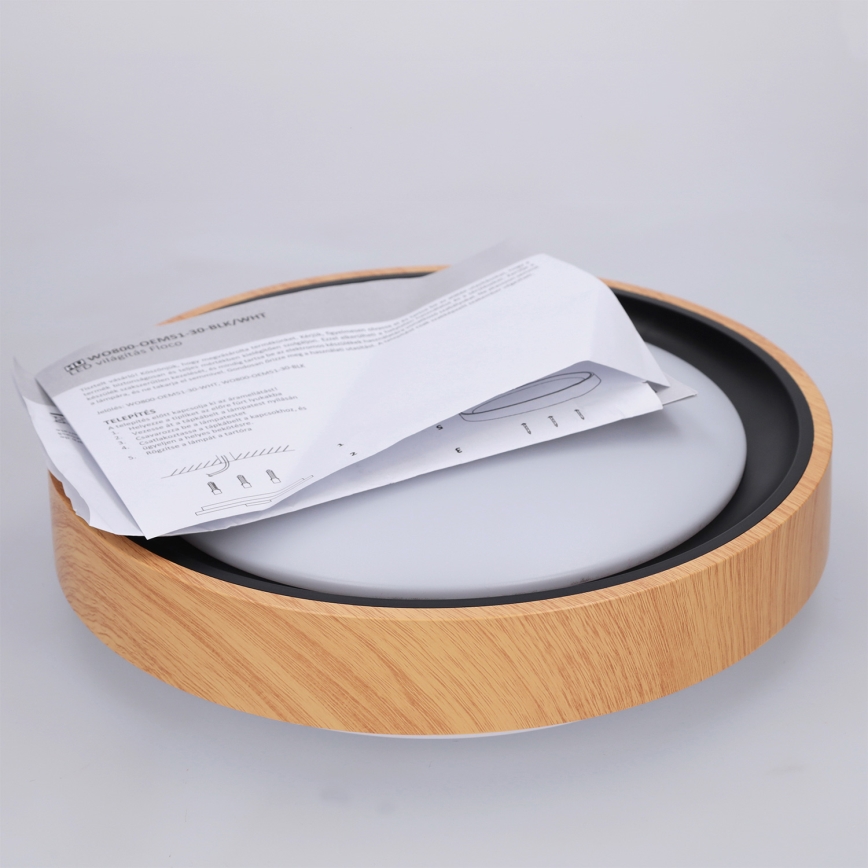 Brilagi - LED-Deckenleuchte FLOCO LED/24W/230V Ø 30 cm Holzdekor/Schwarz