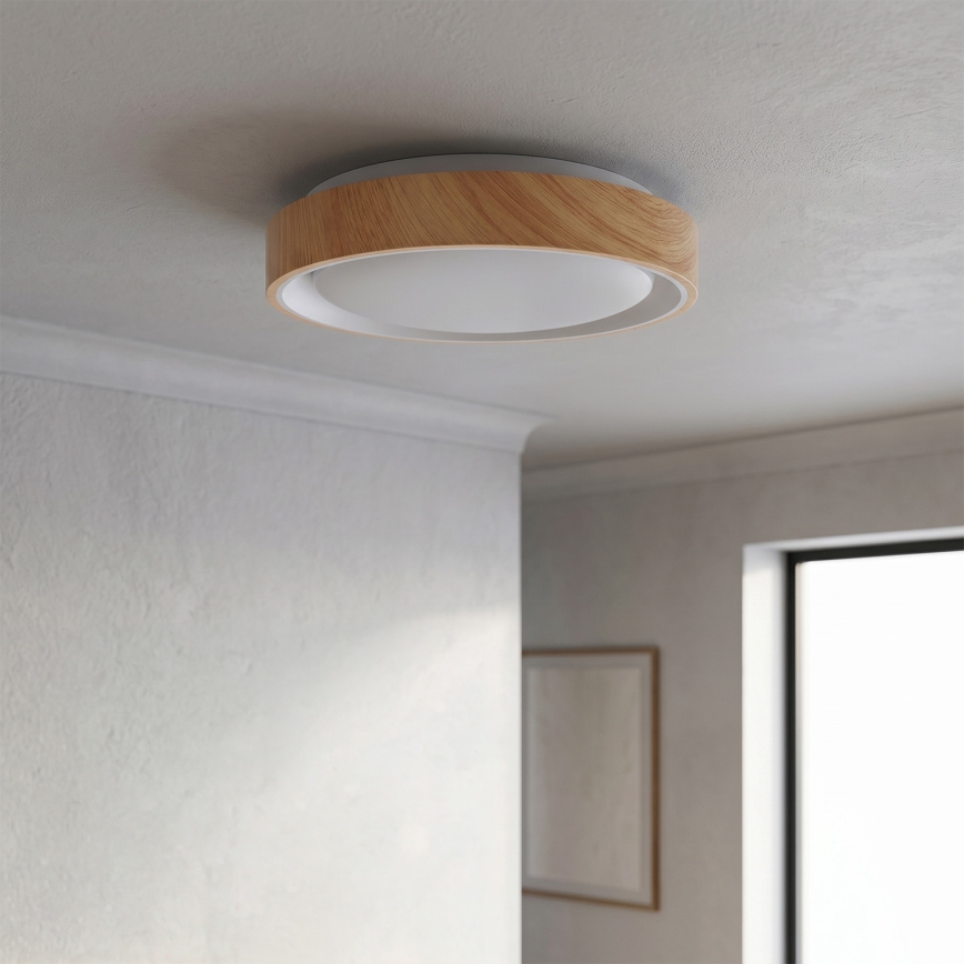 Brilagi - LED-Deckenleuchte FLOCO LED/24W/230V Ø 30 cm Holzdekor/Weiß