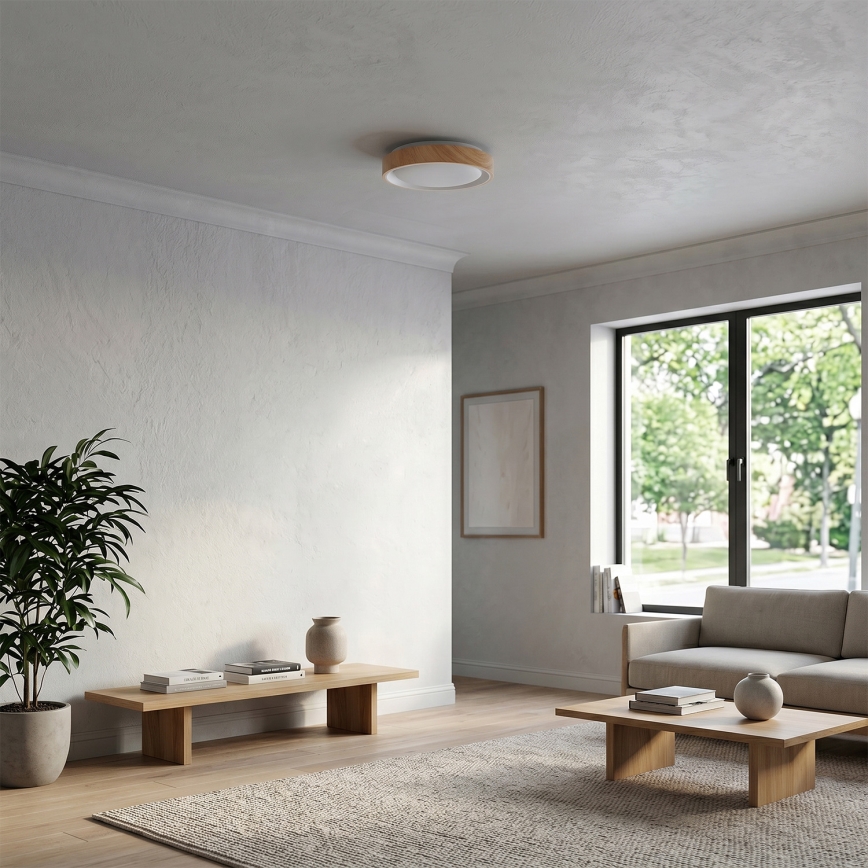 Brilagi - LED-Deckenleuchte FLOCO LED/24W/230V Ø 30 cm Holzdekor/Weiß