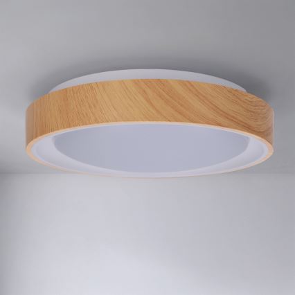 Brilagi - LED-Deckenleuchte FLOCO LED/24W/230V Ø 30 cm Holzdekor/Weiß