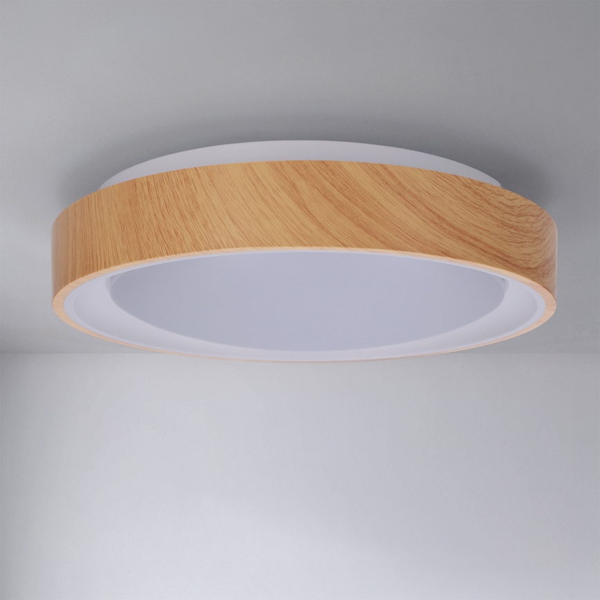 Brilagi - LED-Deckenleuchte FLOCO LED/24W/230V Ø 30 cm Holzdekor/Weiß