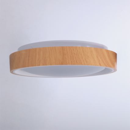 Brilagi - LED-Deckenleuchte FLOCO LED/24W/230V Ø 30 cm Holzdekor/Weiß