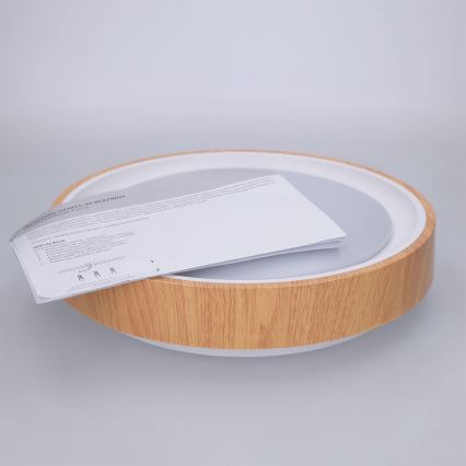 Brilagi - LED-Deckenleuchte FLOCO LED/24W/230V Ø 30 cm Holzdekor/Weiß
