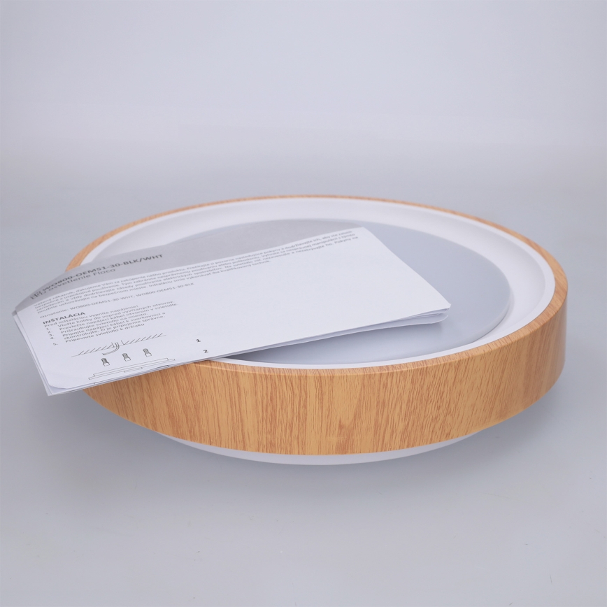 Brilagi - LED-Deckenleuchte FLOCO LED/24W/230V Ø 30 cm Holzdekor/Weiß