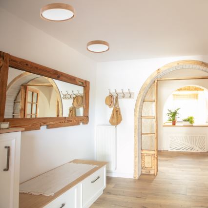 Brilagi - LED dimmbare Deckenleuchte MANAROLA SMART LED/24W/230V 2700-6500K Eiche Ø 41 cm Wi-Fi + Fernbedienung Tuya