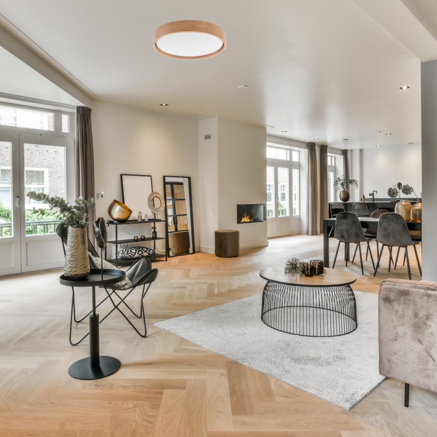 Brilagi - LED dimmbare Deckenleuchte MANAROLA SMART LED/24W/230V 2700-6500K Eiche Ø 41 cm Wi-Fi + Fernbedienung Tuya