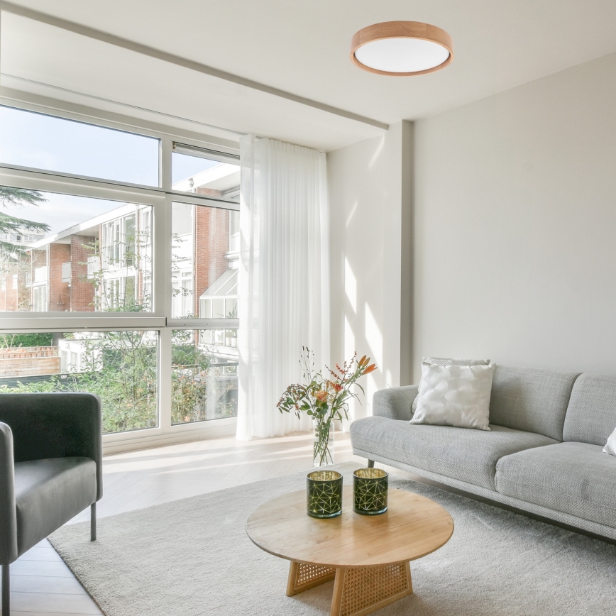 Brilagi - LED dimmbare Deckenleuchte MANAROLA SMART LED/24W/230V 2700-6500K Eiche Ø 41 cm Wi-Fi + Fernbedienung Tuya