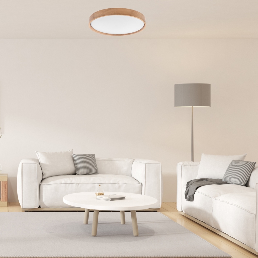 Brilagi - LED dimmbares Deckenleuchte MANAROLA SMART LED/36W/230V 2700-6500K Eiche Ø 51 cm Wi-Fi + Tuya Fernbedienung