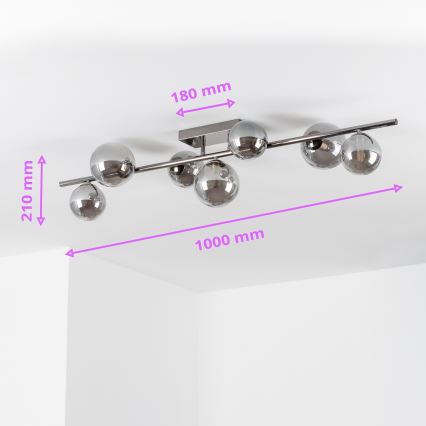 Brilagi - LED-Deckenleuchte MILLA 7xG9/3W/230V schwarz-chrom/rauchglas