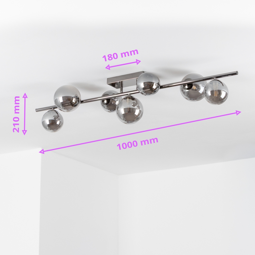 Brilagi - LED-Deckenleuchte MILLA 7xG9/3W/230V schwarz-chrom/rauchglas