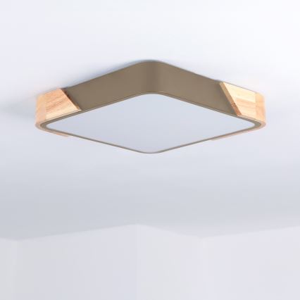 BRILAGI - LED Deckenleuchte PILANA SQUARE LED/24W/230V Eiche/Beige 32x32 cm