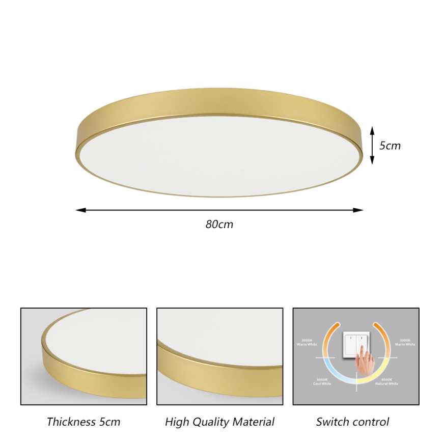 Brilagi - LED-Deckenleuchte POOL LED/100W/230V 3000/4000/6000K Ø 80 cm goldfarben