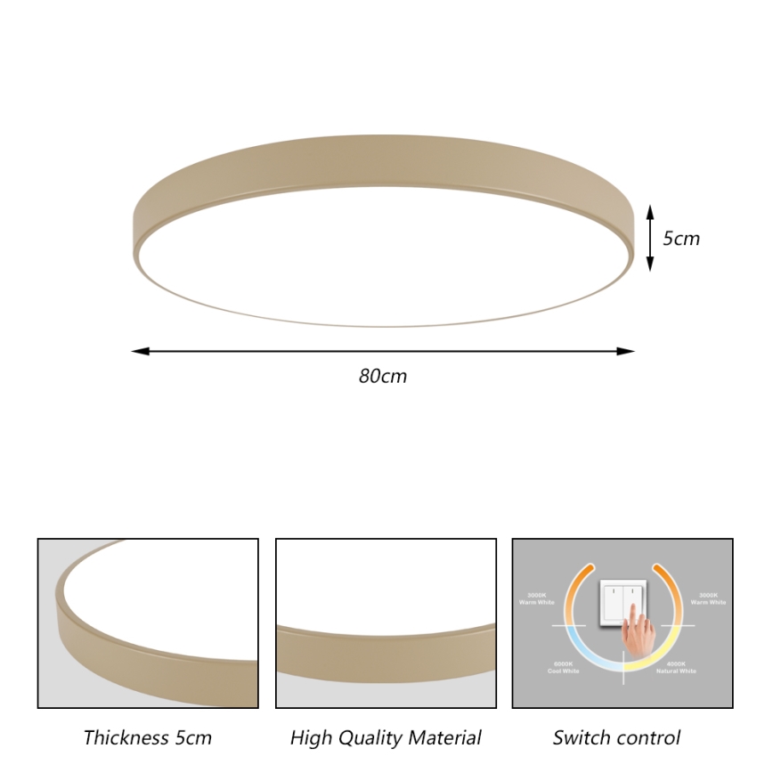 Brilagi - LED-Deckenleuchte POOL LED/100W/230V 3000/4500/6000K Ø 80 cm beige