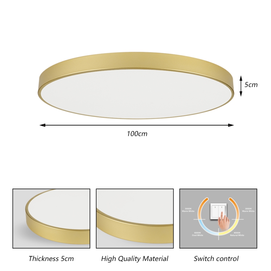 Brilagi - LED-Deckenleuchte POOL LED/128W/230V 3000/4000/6000K Ø 100 cm goldfarben