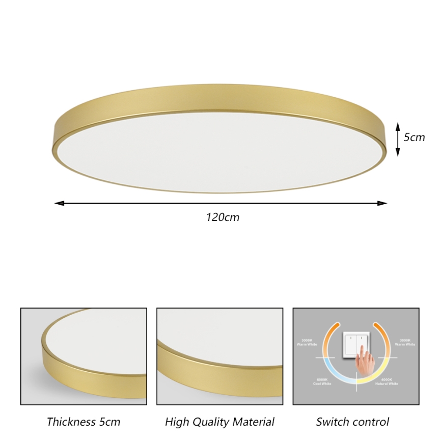 Brilagi - LED-Deckenleuchte POOL LED/180W/230V 3000/4000/6000K Ø 120 cm goldfarben