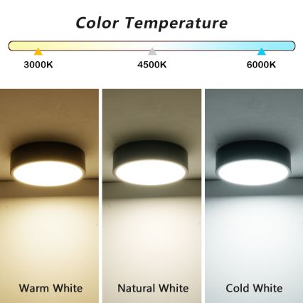 Brilagi - LED-Deckenleuchte POOL LED/18W/230V 3000/4000/6000K Ø 20 cm schwarz