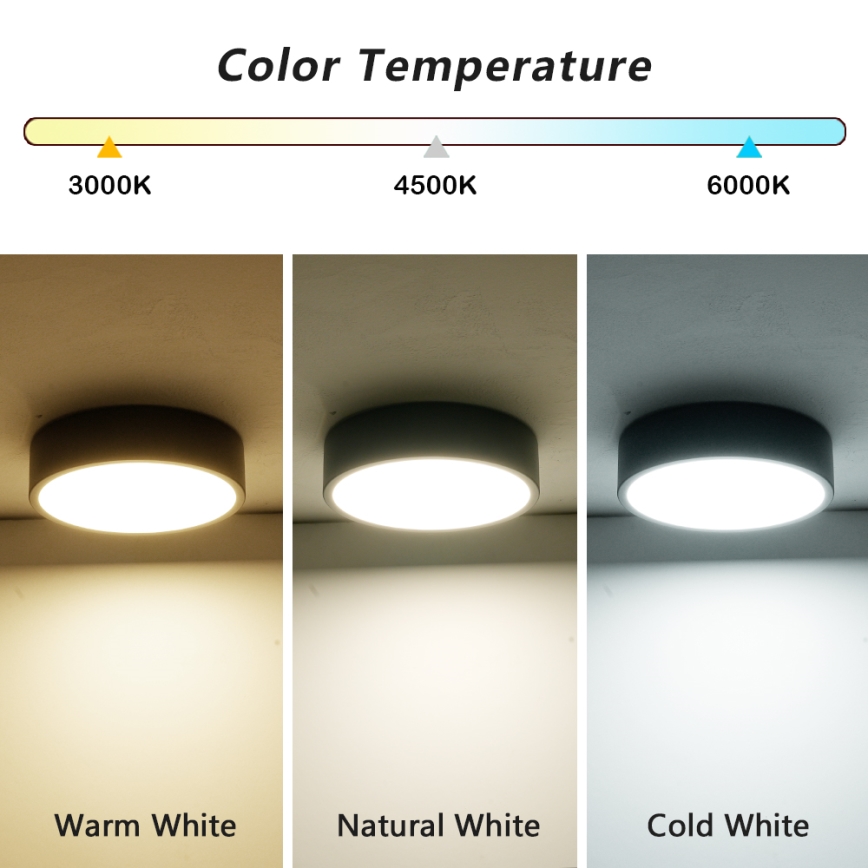 Brilagi - LED-Deckenleuchte POOL LED/18W/230V 3000/4500/6000K Ø 20 cm schwarz