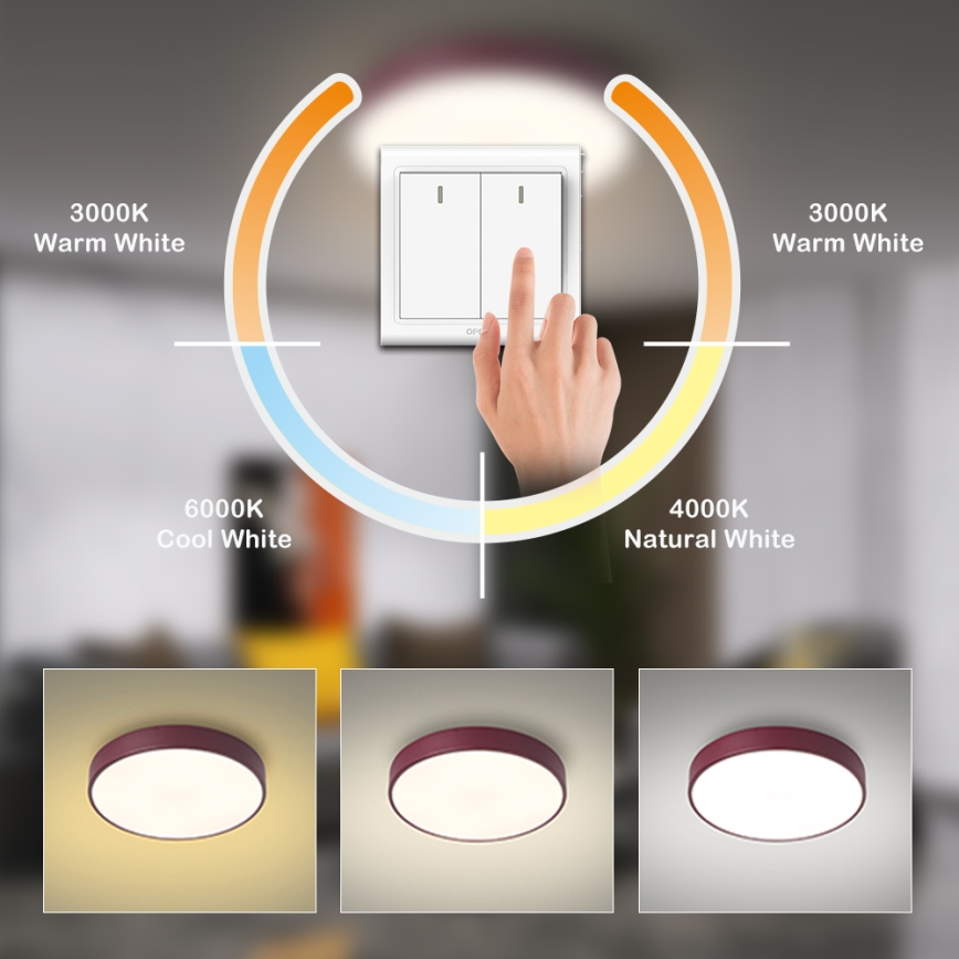 Brilagi - LED-Deckenleuchte POOL LED/36W/230V 3000/4000/6000K Ø 30 cm Burgunderrot