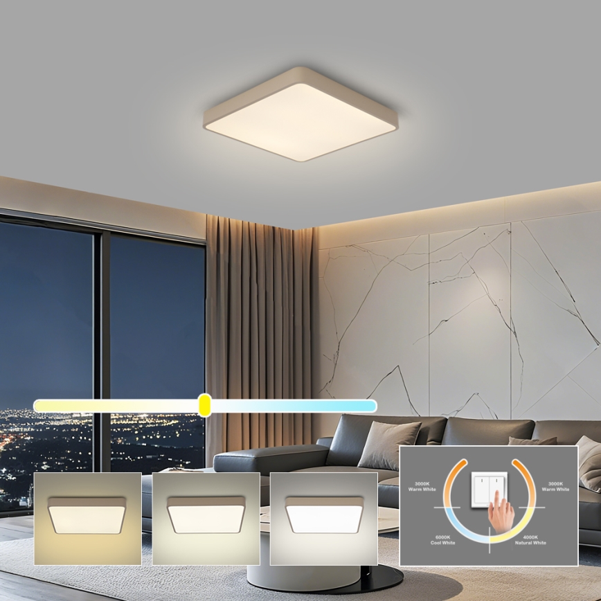 Brilagi - LED-Deckenleuchte POOL LED/36W/230V 3000/4000/6000K 40x40 cm beige