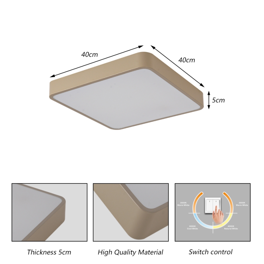 Brilagi - LED-Deckenleuchte POOL LED/36W/230V 3000/4000/6000K 40x40 cm beige